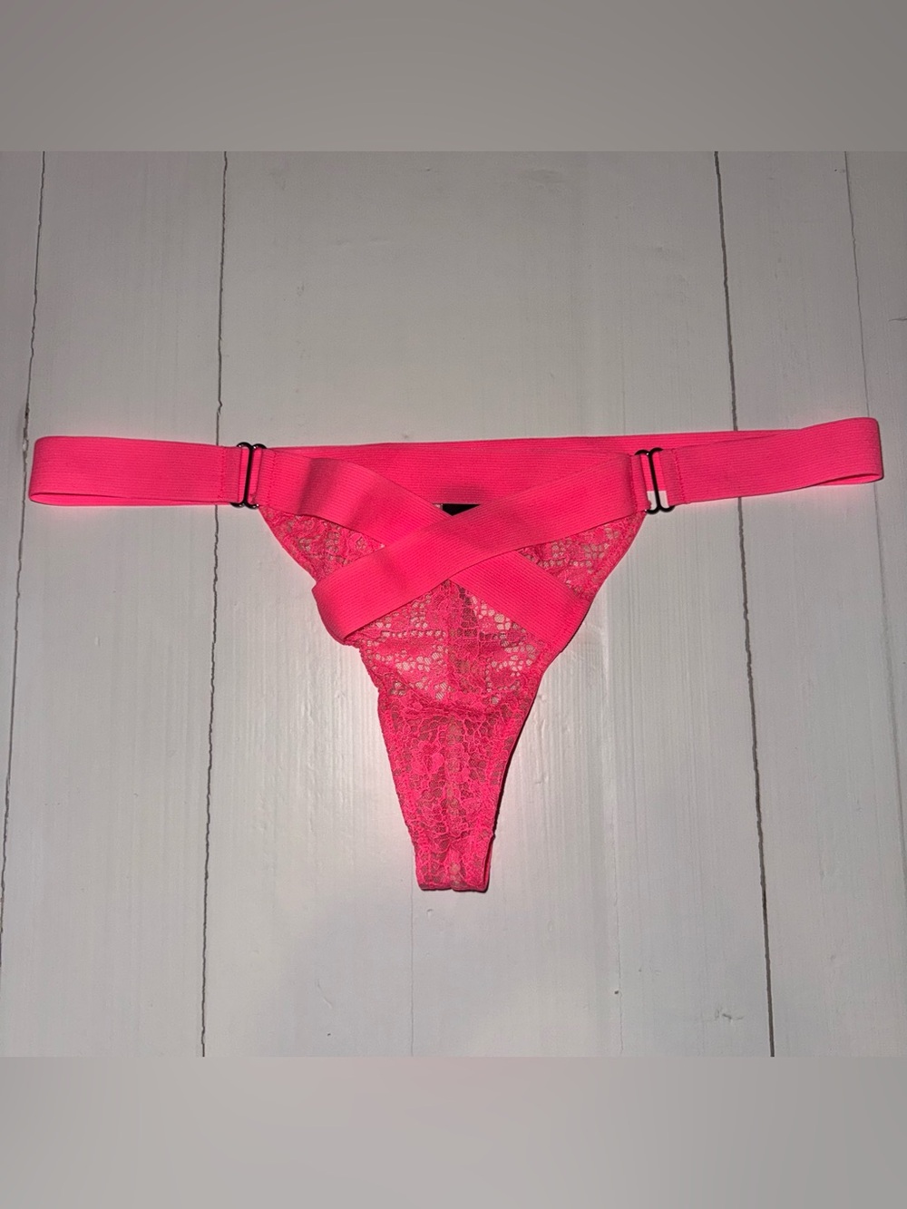 Victoria's Secret Neon Pink Lace Strappy Thong